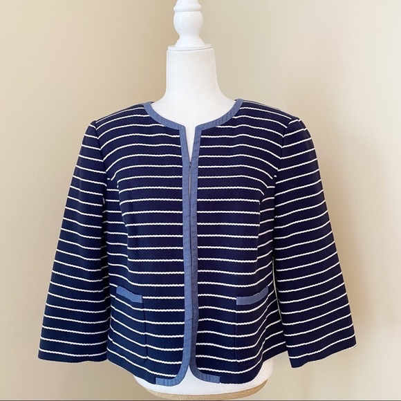 Talbots Navy and White Stripe Jacket - 14 - Picture 1 of 14